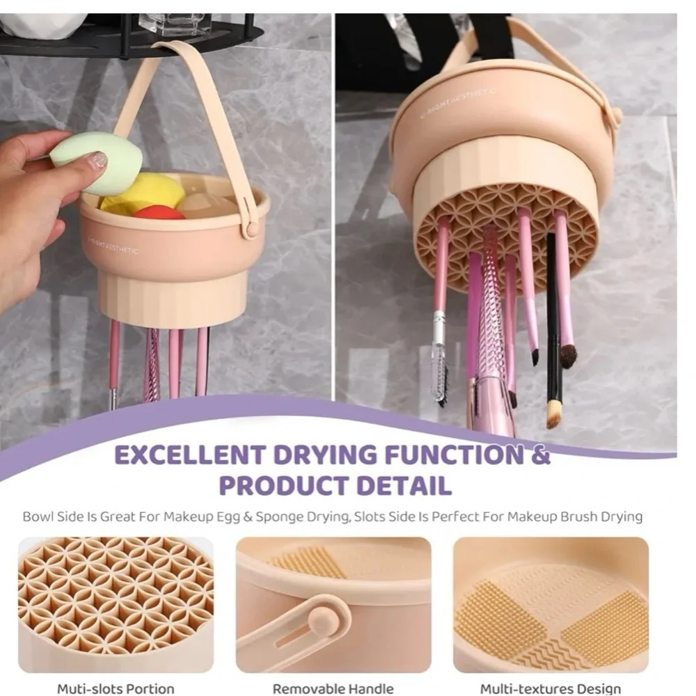 Makeup Brush 3-in-1 Tool (Cleaner, Dryer, Storage) 2 Units plus Brush set